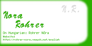 nora rohrer business card